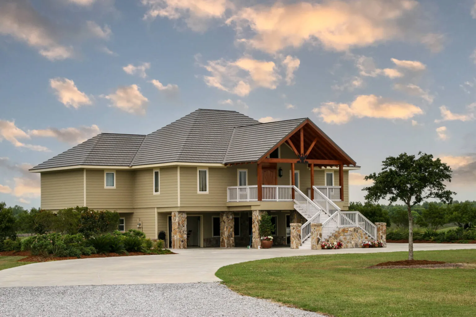 Metal shingle roof with a textured shake look